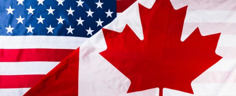 Bandeiras americanas e canadenses juntas _ Foto Premium