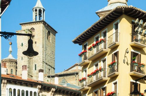 Old street in historic part of Pamplona. Navarre
